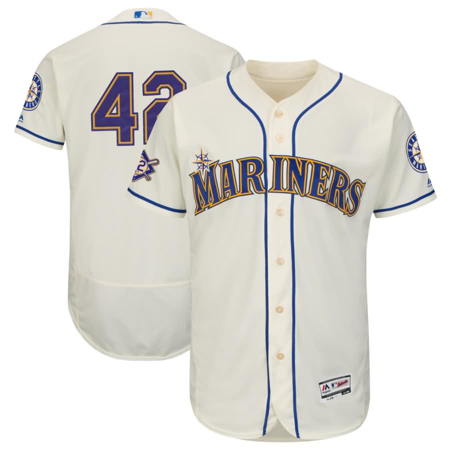 Seattle Mariners Majestic 2018 Jackie Robinson Day Authentic Flex Base Jersey - Cream