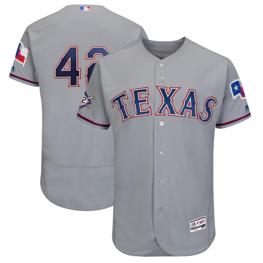 Texas Rangers Majestic 2018 Jackie Robinson Day Authentic Flex Base Jersey - Gray