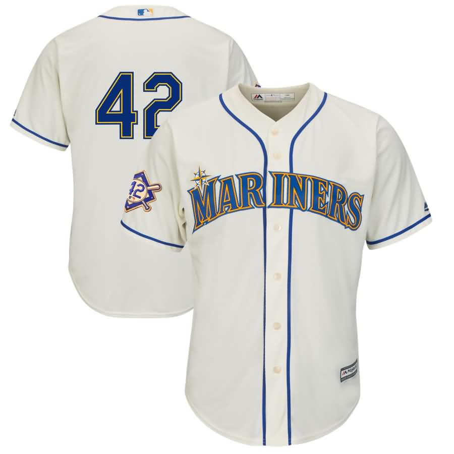 Seattle Mariners Majestic 2018 Jackie Robinson Day Official Cool Base Jersey - Cream