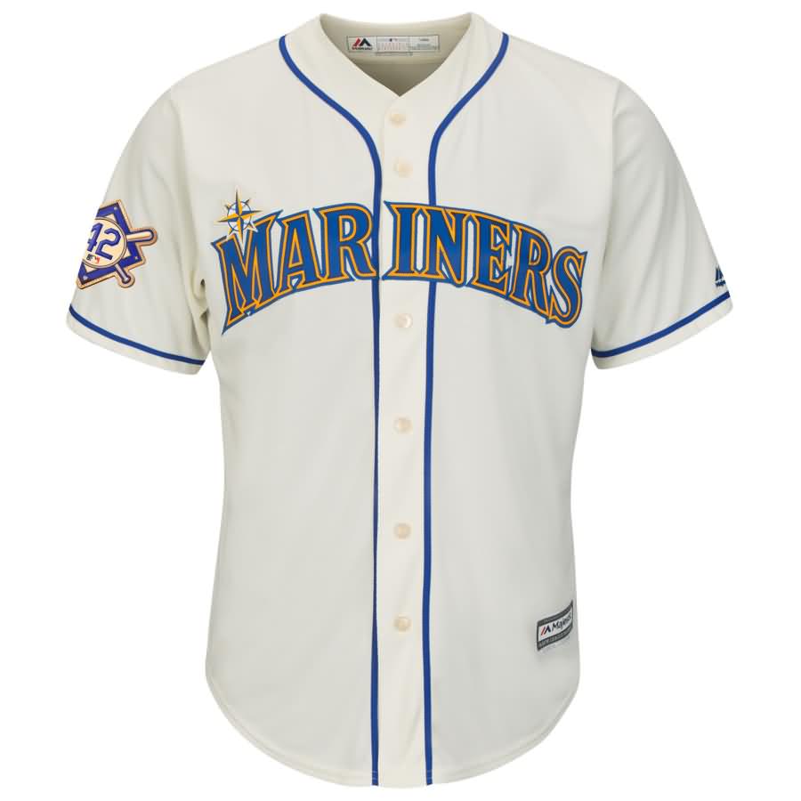 Seattle Mariners Majestic 2018 Jackie Robinson Day Official Cool Base Jersey - Cream