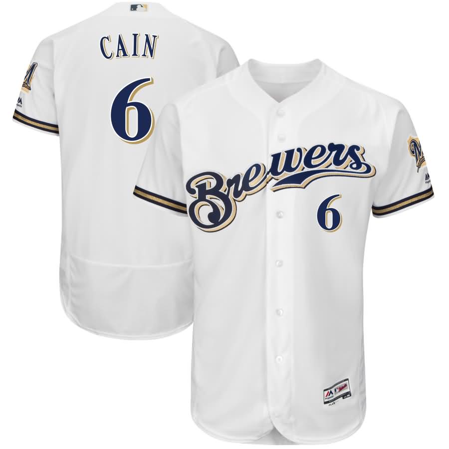 Lorenzo Cain Milwaukee Brewers Majestic Authentic Collection Flex Base Player Jersey - White