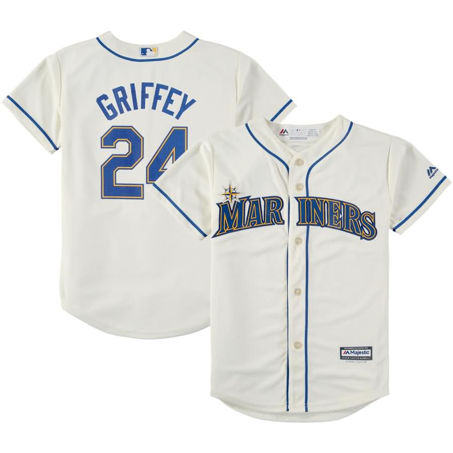 Ken Griffey Jr. Seattle Mariners Majestic Youth Alternate Official Cool Base Player Jersey - Cream