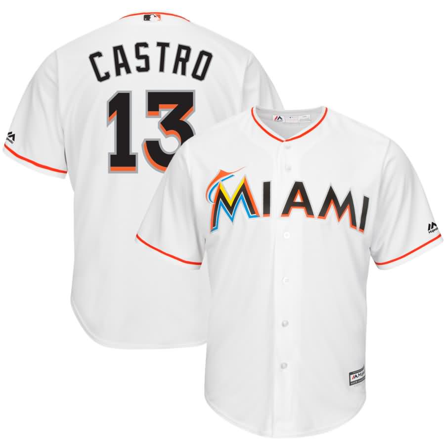 Starlin Castro Miami Marlins Majestic Home Cool Base Player Jersey - White