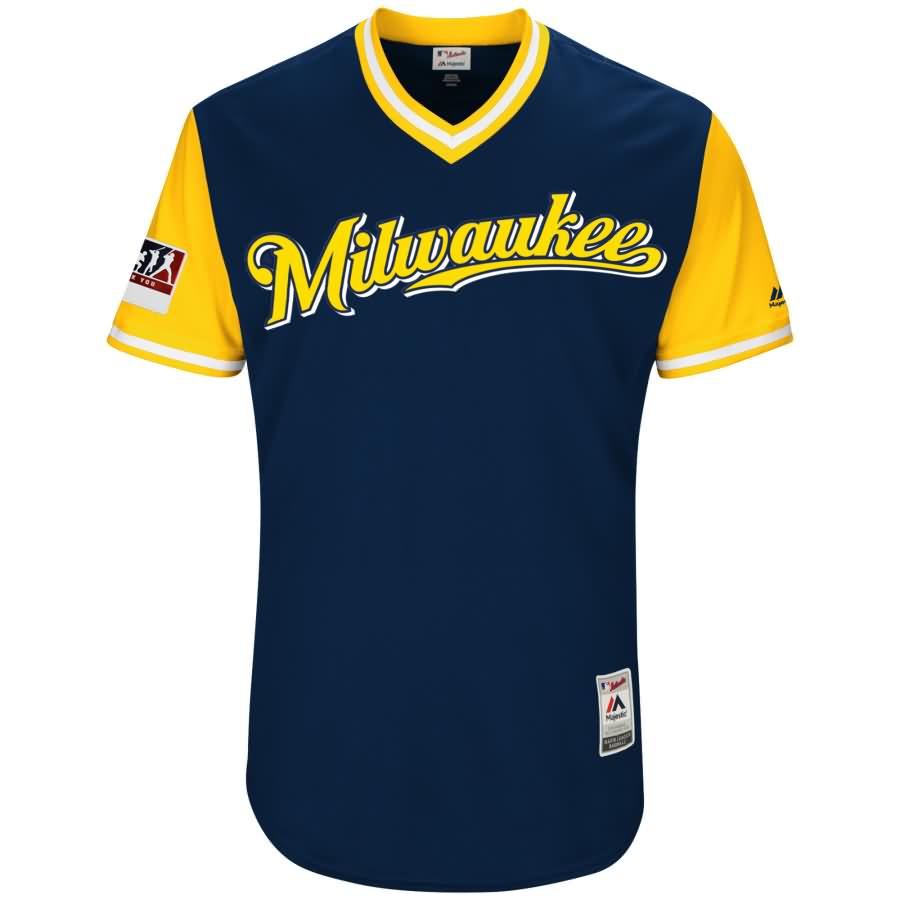 Milwaukee Brewers Majestic 2018 Players' Weekend Authentic Flex Base Pick-A-Player Roster Jersey - Navy/Yellow