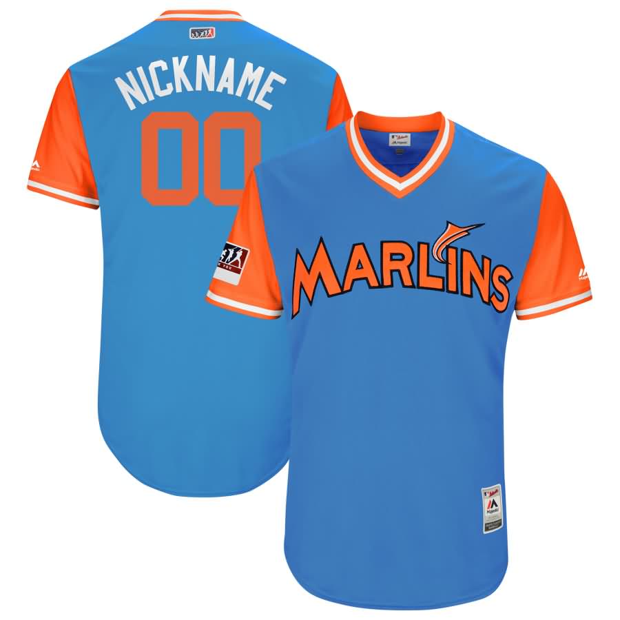 Miami Marlins Majestic 2018 Players' Weekend Authentic Flex Base Pick-A-Player Roster Jersey - Light Blue/Orange