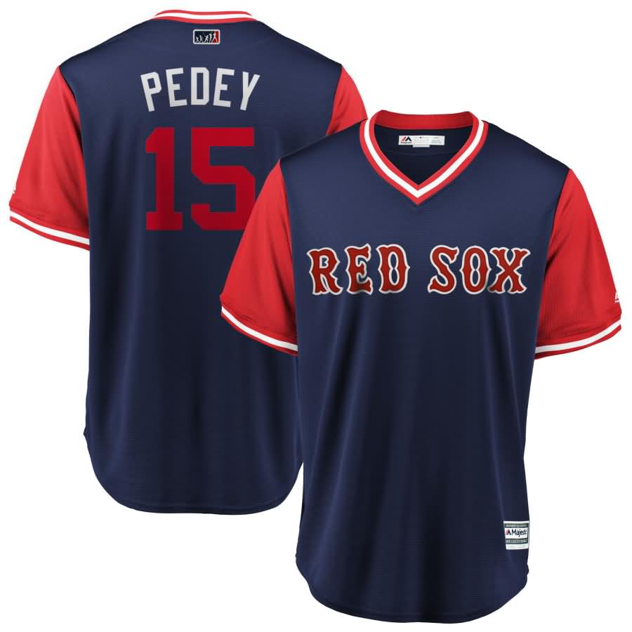 Dustin Pedroia "Pedey" Boston Red Sox Majestic 2018 Players' Weekend Cool Base Jersey - Navy/Red