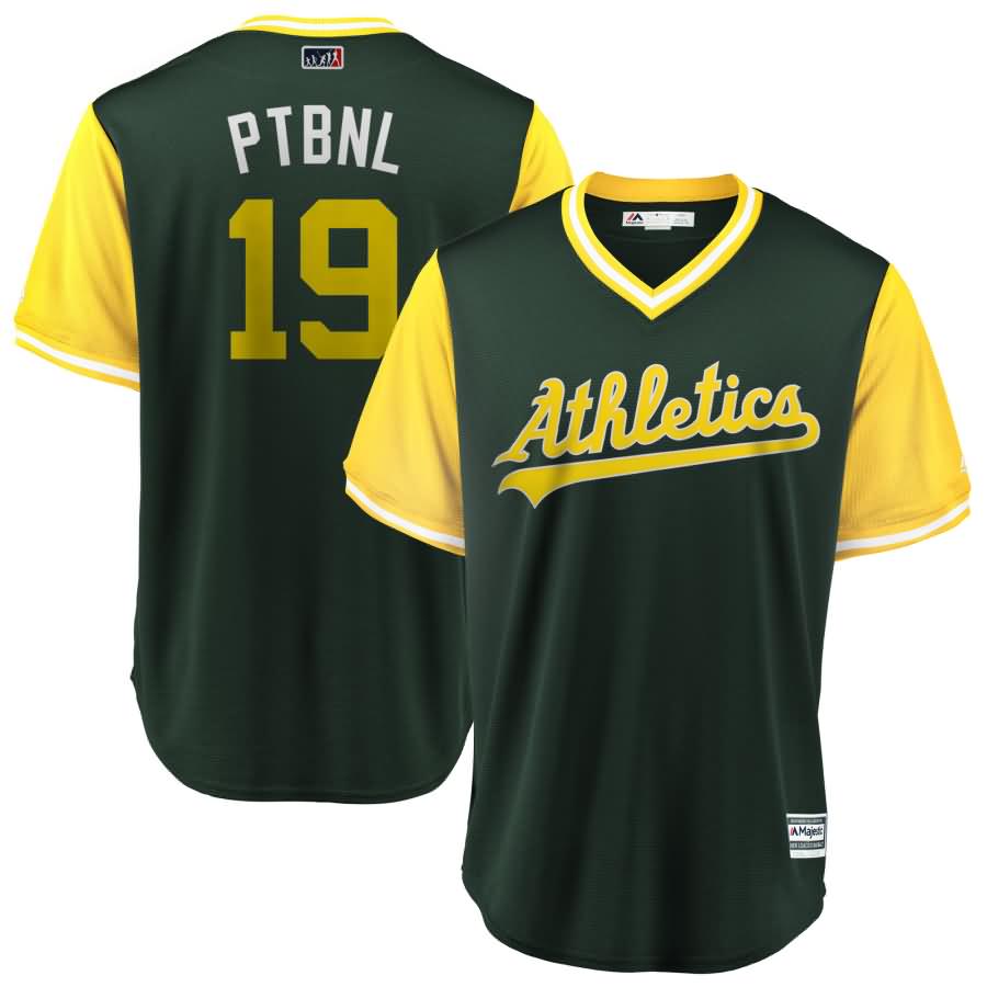 Josh Phegley "PTBNL" Oakland Athletics Majestic 2018 Players' Weekend Cool Base Jersey - Green/Yellow