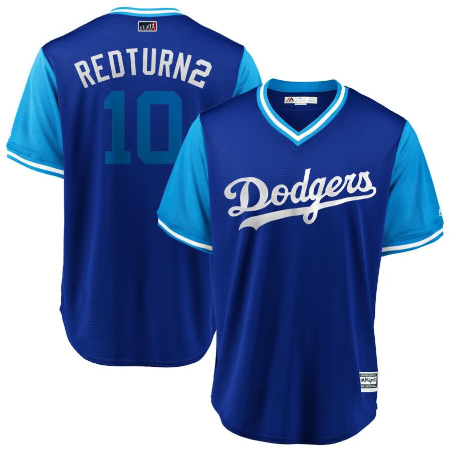 Justin Turner "Redturn2" Los Angeles Dodgers Majestic 2018 Players' Weekend Cool Base Jersey - Royal/Light Blue