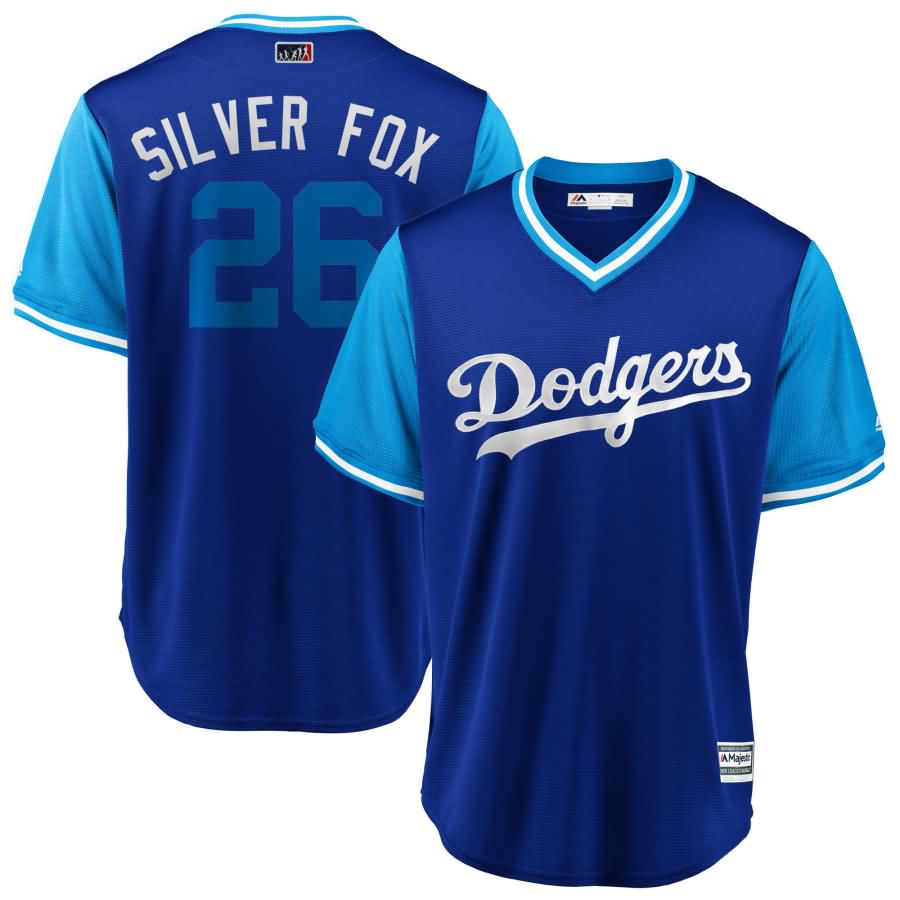 Chase Utley "Silver Fox" Los Angeles Dodgers Majestic 2018 Players' Weekend Cool Base Jersey - Royal/Light Blue