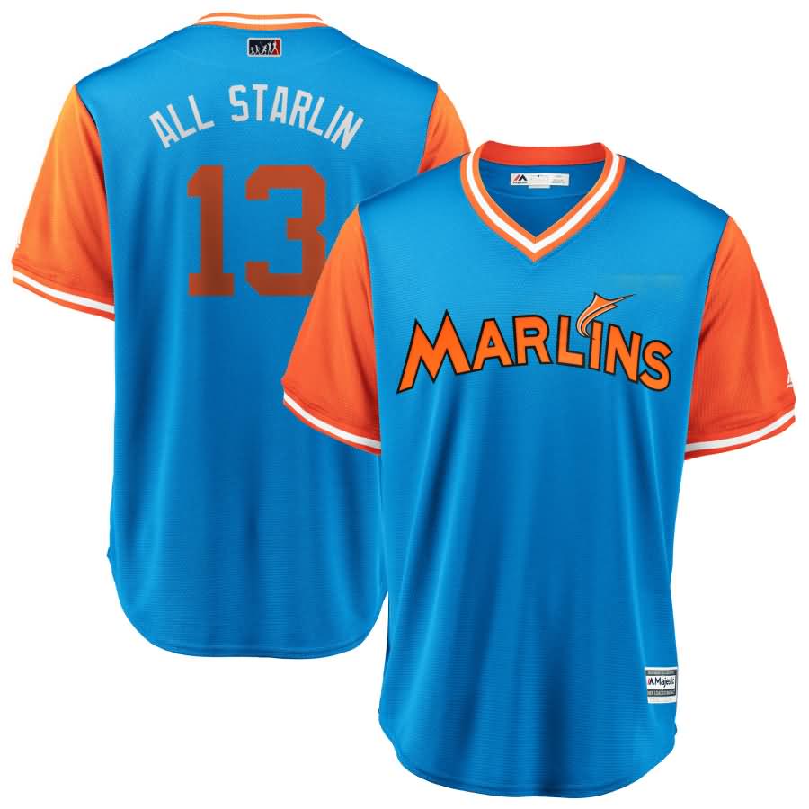 Starlin Castro "All Starlin" Miami Marlins Majestic 2018 Players' Weekend Cool Base Jersey - Light Blue/Orange