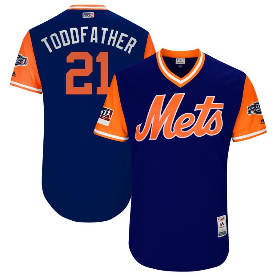 Todd Frazier "Toddfather" New York Mets Majestic 2018 MLB Little League Classic Authentic Jersey - Scarlet/Light Blue