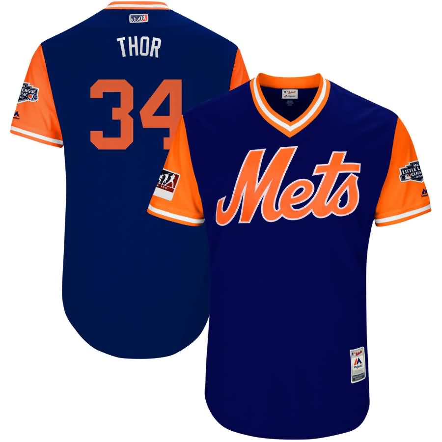 Noah Syndergaard "Thor" New York Mets Majestic 2018 MLB Little League Classic Authentic Jersey - Royal/Orange