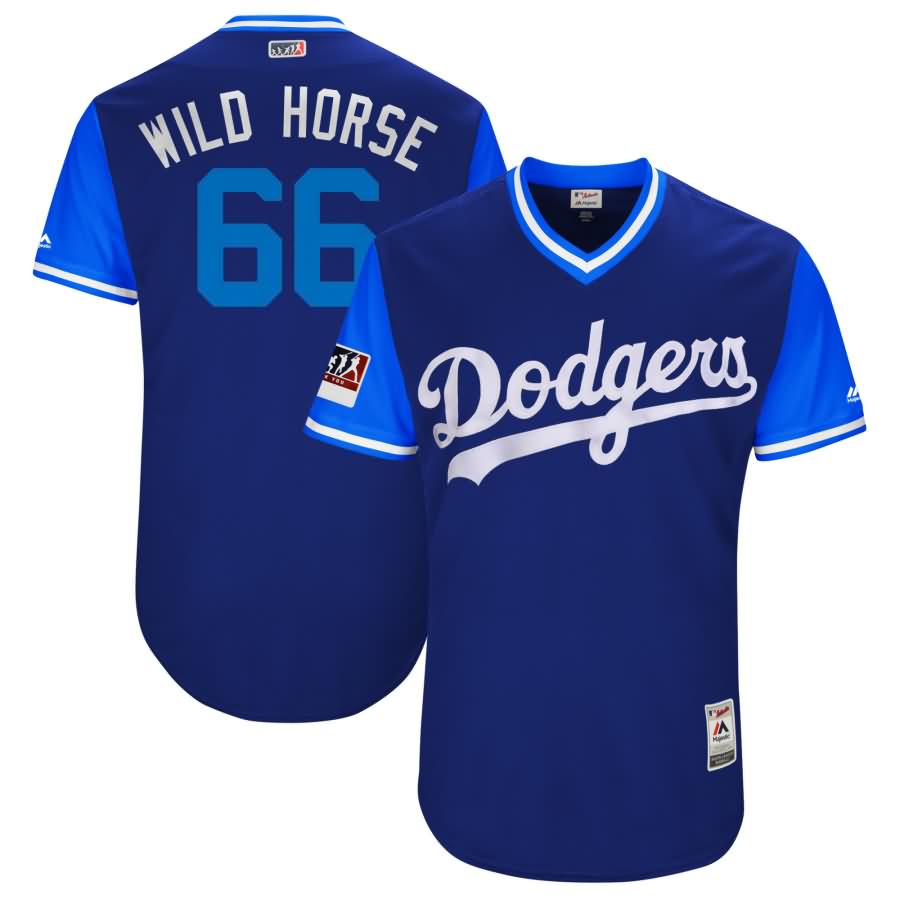 Yasiel Puig "Wild Horse" Los Angeles Dodgers Majestic 2018 Players' Weekend Authentic Jersey - Royal/Light Blue