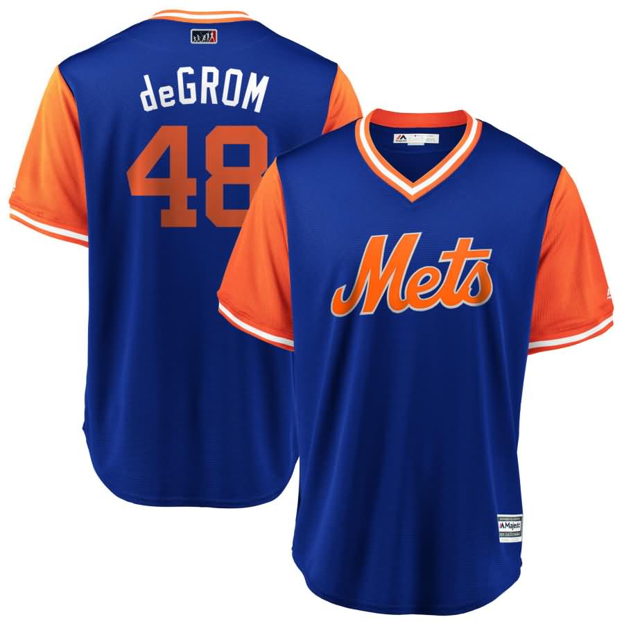 Jacob deGrom "deGrom" New York Mets Majestic 2018 Players' Weekend Cool Base Jersey - Royal/Orange