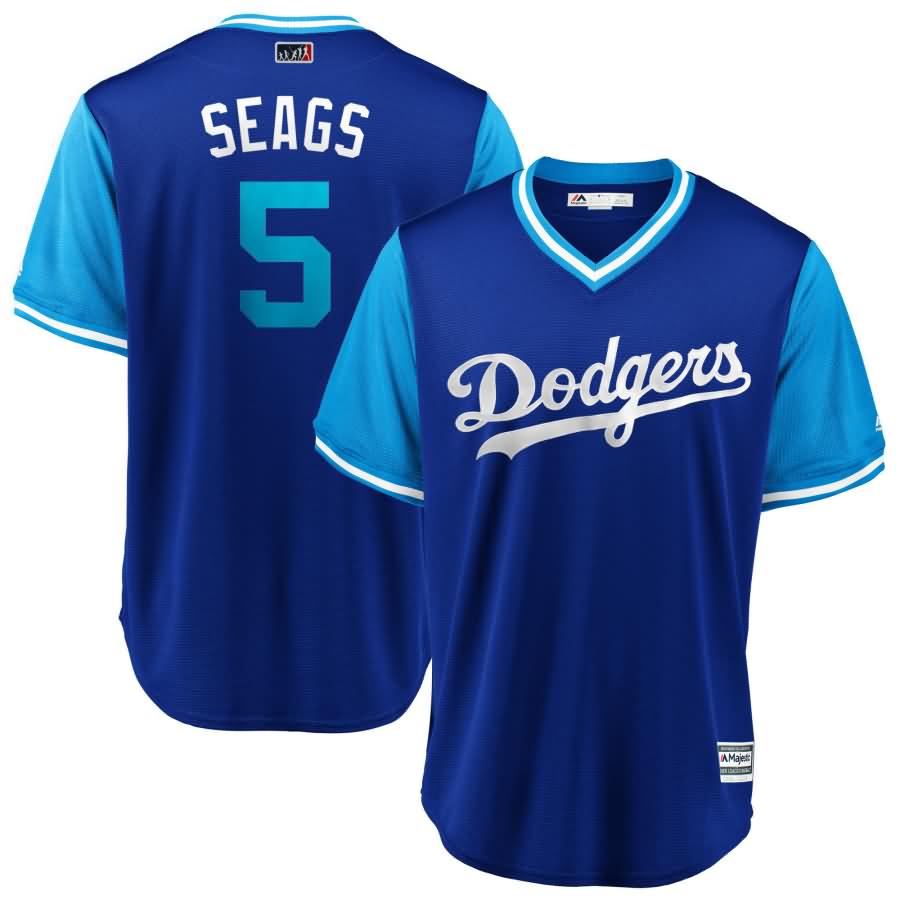 Corey Seager "Seags" Los Angeles Dodgers Majestic 2018 Players' Weekend Cool Base Jersey - Royal/Light Blue