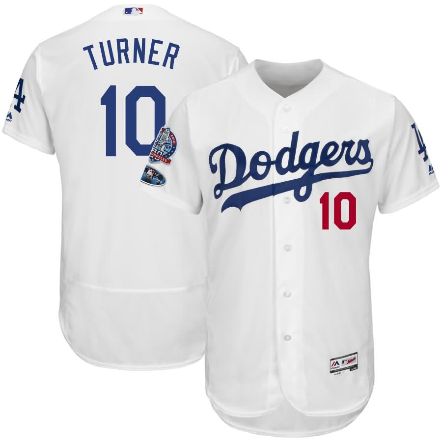 Justin Turner Los Angeles Dodgers Majestic 2018 Postseason Authentic Flex Base Player Jersey - White