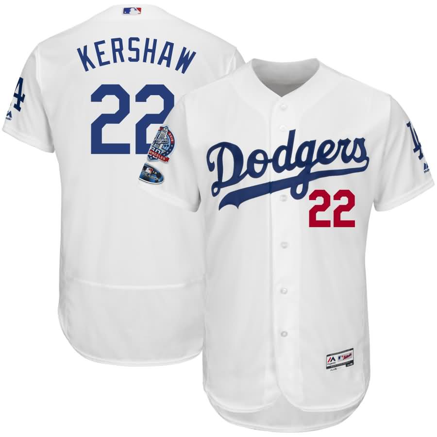 Clayton Kershaw Los Angeles Dodgers Majestic 2018 Postseason Authentic Flex Base Player Jersey - White