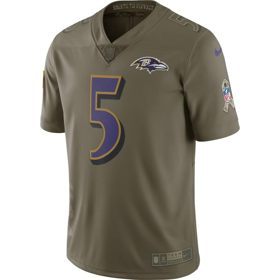 Joe Flacco Baltimore Ravens Nike Salute to Service Limited Jersey - Olive