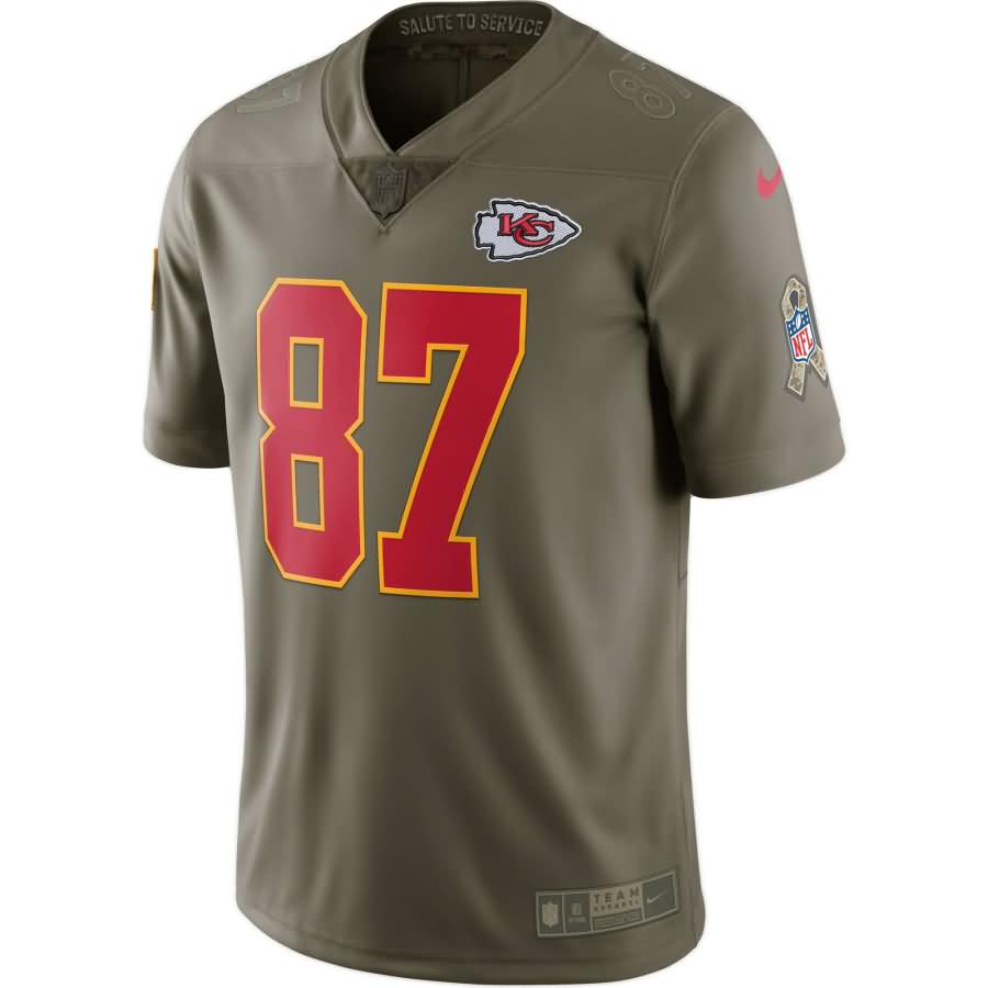 Travis Kelce Kansas City Chiefs Nike Salute To Service Limited Jersey - Olive