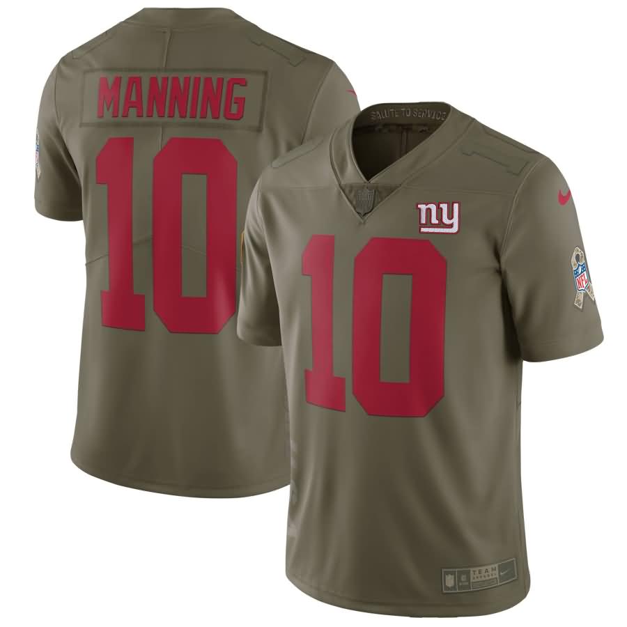 Eli Manning New York Giants Nike Salute To Service Limited Jersey - Olive