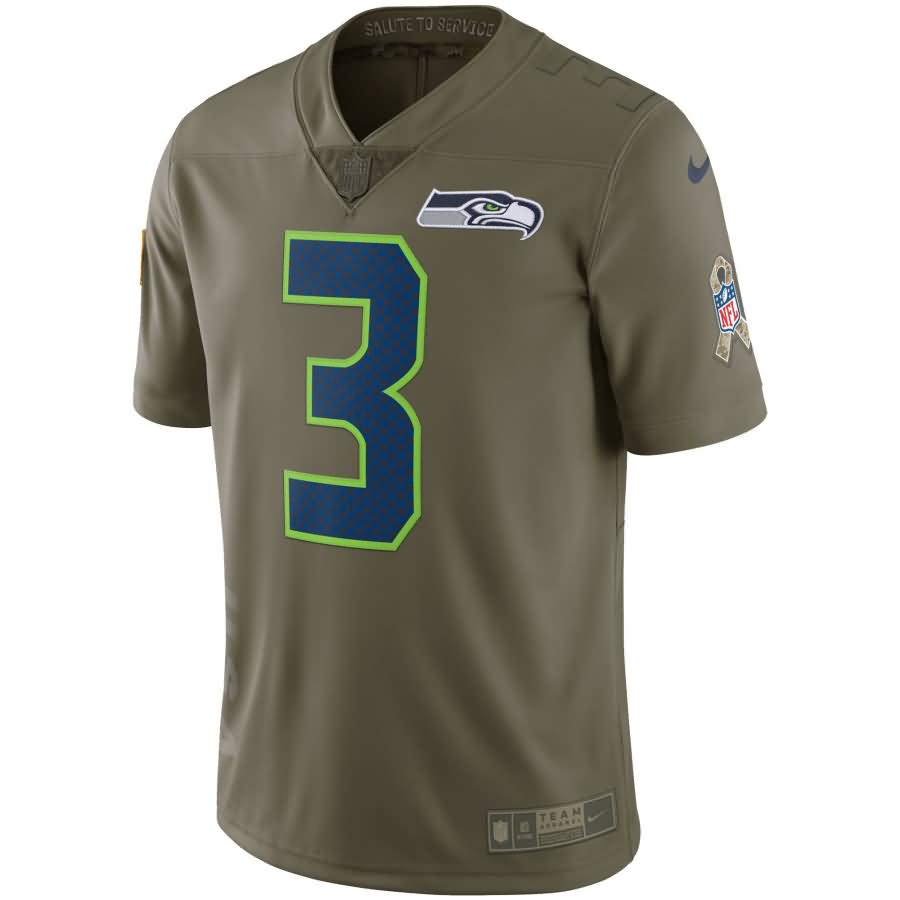 Russell Wilson Seattle Seahawks Nike Salute To Service Limited Jersey - Olive