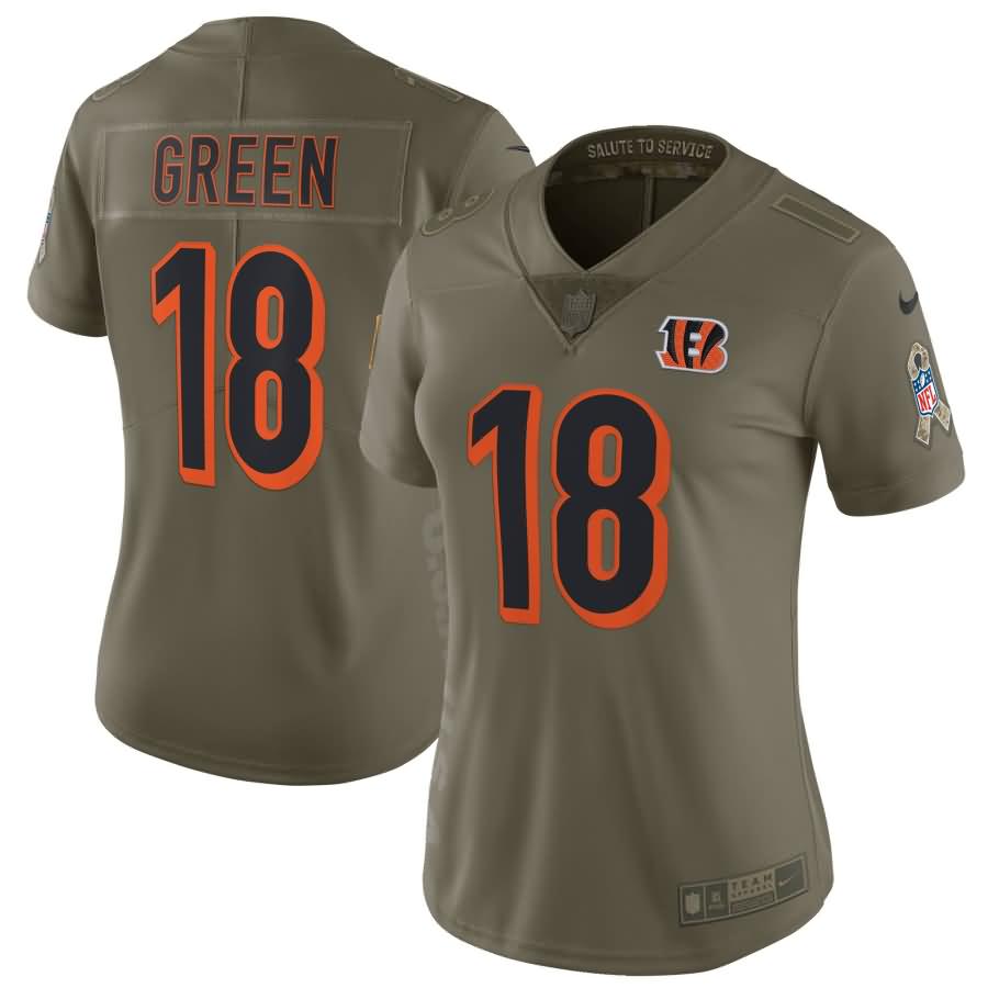 A.J. Green Cincinnati Bengals Nike Women's Salute to Service Limited Jersey - Olive