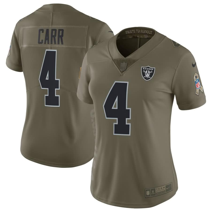 Derek Carr Oakland Raiders Nike Women's Salute to Service Limited Jersey - Olive