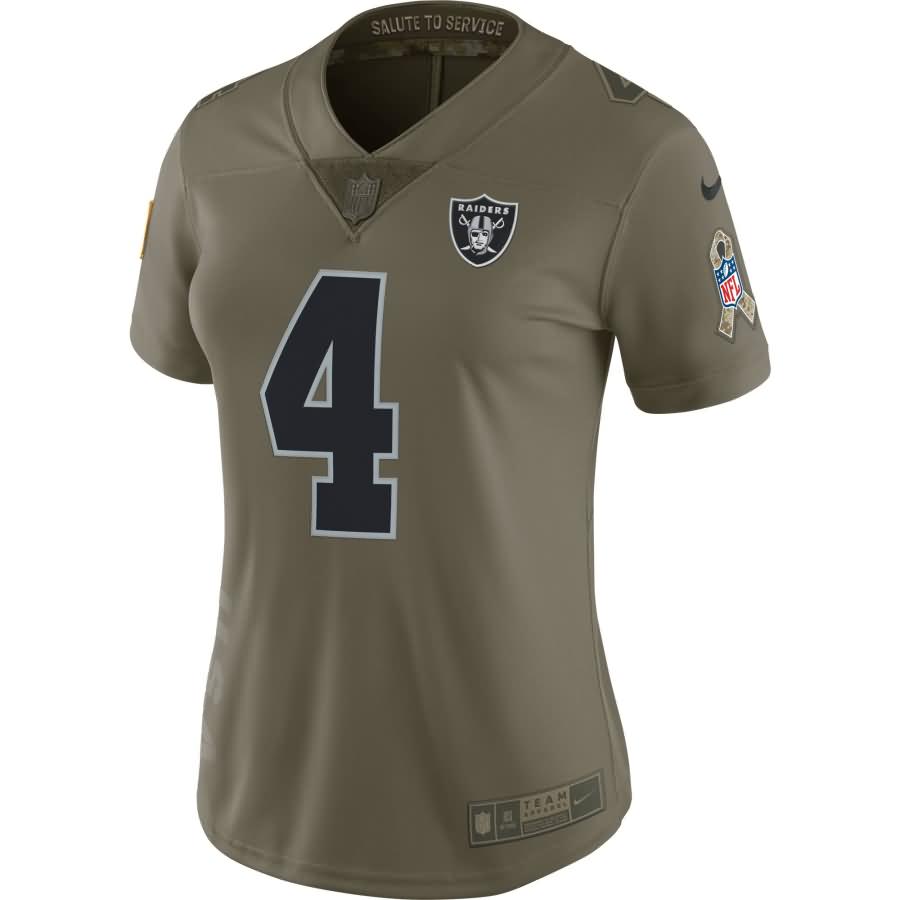 Derek Carr Oakland Raiders Nike Women's Salute to Service Limited Jersey - Olive