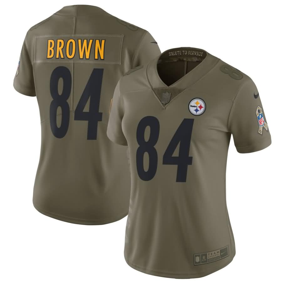 Antonio Brown Pittsburgh Steelers Nike Women's Salute to Service Limited Jersey - Olive