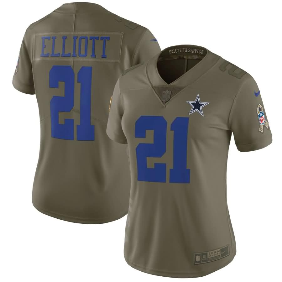 Ezekiel Elliott Dallas Cowboys Nike Women's Salute to Service Limited Jersey - Green