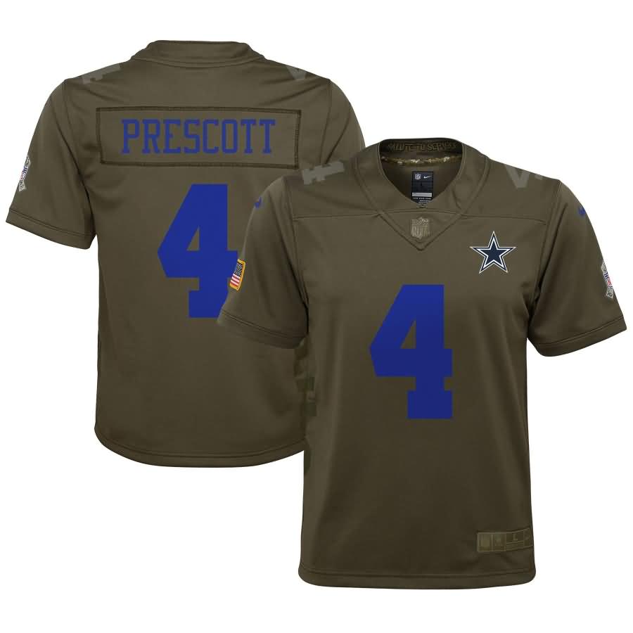 Dak Prescott Dallas Cowboys Nike Youth Salute to Service Game Jersey - Olive