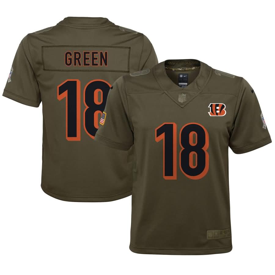 A.J. Green Cincinnati Bengals Nike Youth Salute to Service Game Jersey - Olive