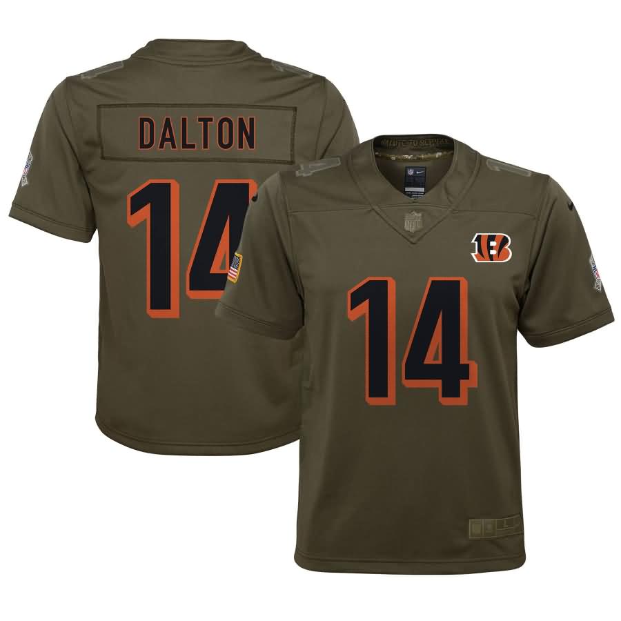 Andy Dalton Cincinnati Bengals Nike Youth Salute to Service Game Jersey - Olive