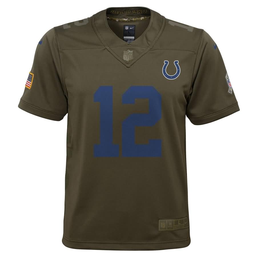 Andrew Luck Indianapolis Colts Nike Youth Salute to Service Game Jersey - Olive