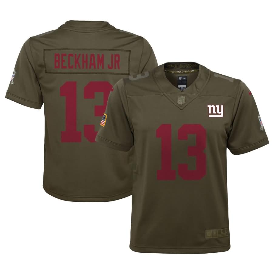 Odell Beckham Jr New York Giants Nike Youth Salute to Service Game Jersey - Olive