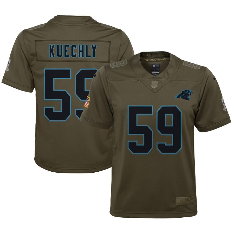 Luke Kuechly Carolina Panthers Nike Youth Salute to Service Game Jersey - Olive