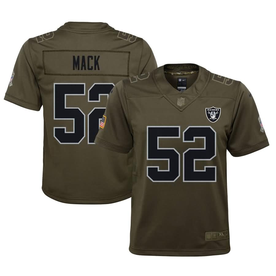 Khalil Mack Oakland Raiders Nike Youth Salute to Service Game Jersey - Olive