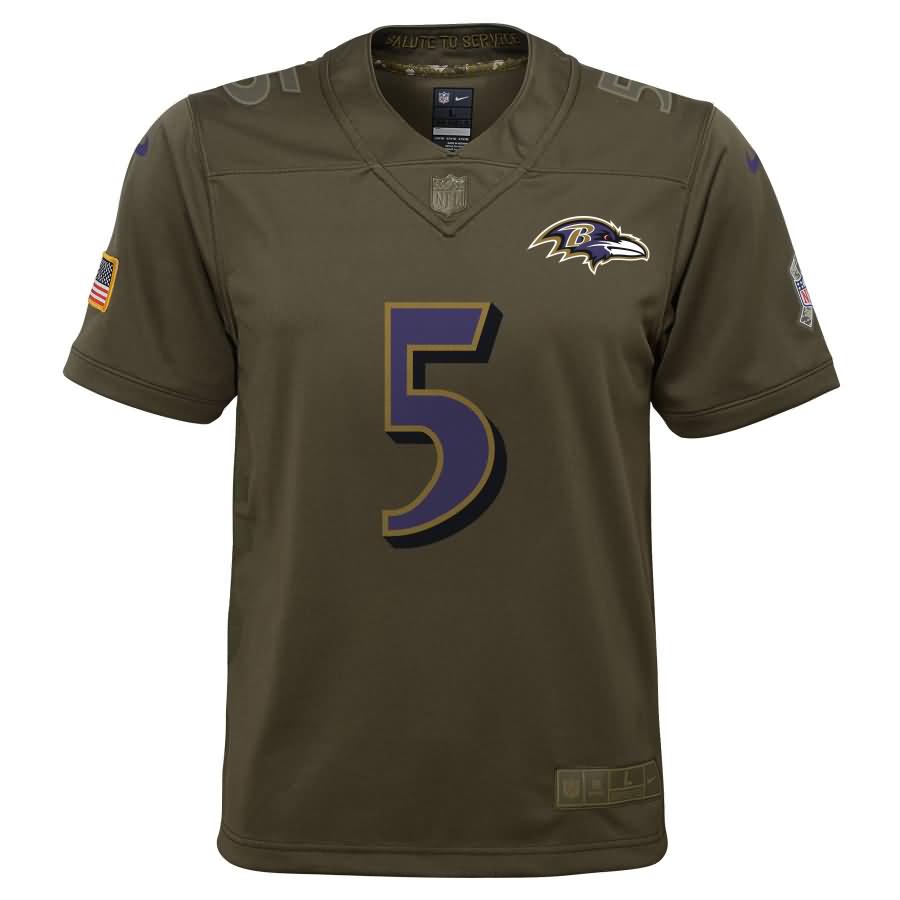 Joe Flacco Baltimore Ravens Nike Youth Salute to Service Game Jersey - Olive