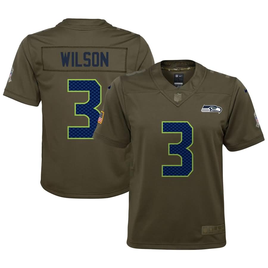 Russell Wilson Seattle Seahawks Nike Youth Salute to Service Game Jersey - Olive