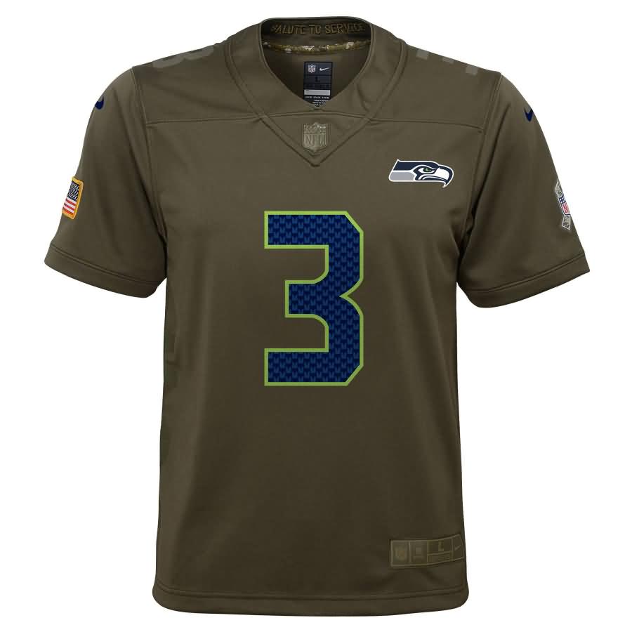 Russell Wilson Seattle Seahawks Nike Youth Salute to Service Game Jersey - Olive