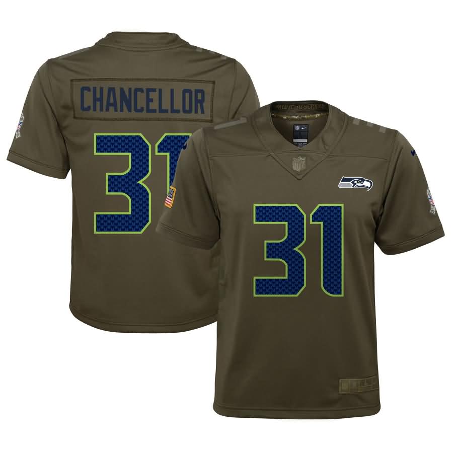 Kam Chancellor Seattle Seahawks Nike Youth Salute to Service Game Jersey - Olive