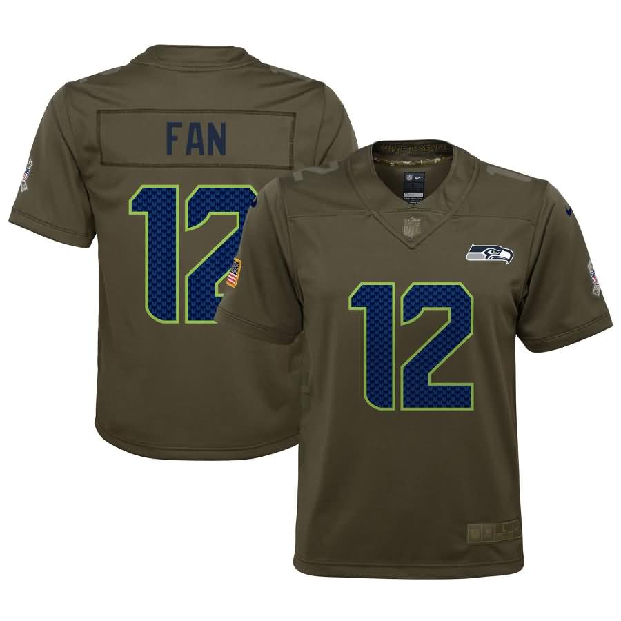 12s Seattle Seahawks Nike Youth Salute to Service Game Jersey - Olive