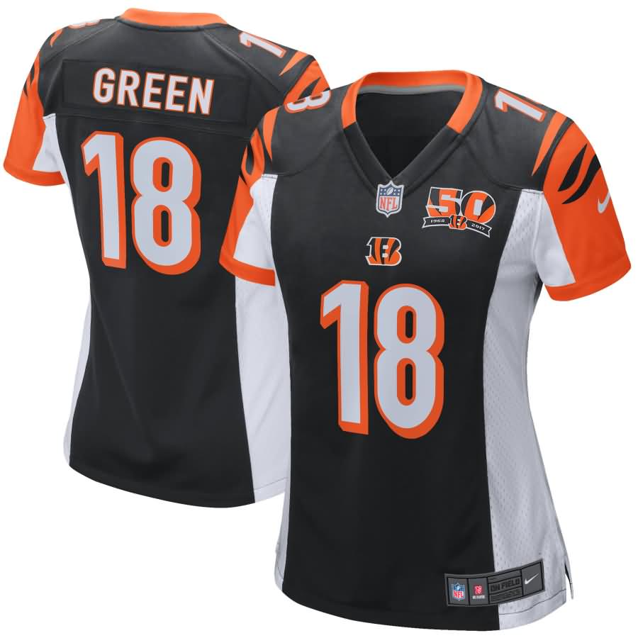 A.J. Green Cincinnati Bengals Nike Women's 50th Anniversary Patch Game Jersey - Black