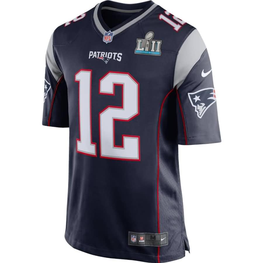 Tom Brady New England Patriots Nike Super Bowl LII Bound Game Jersey - Navy