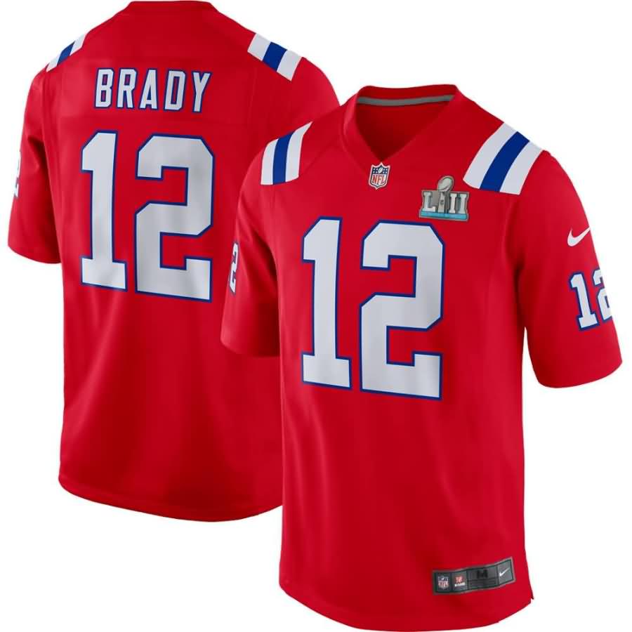 Tom Brady New England Patriots Nike Super Bowl LII Bound Game Jersey - Red