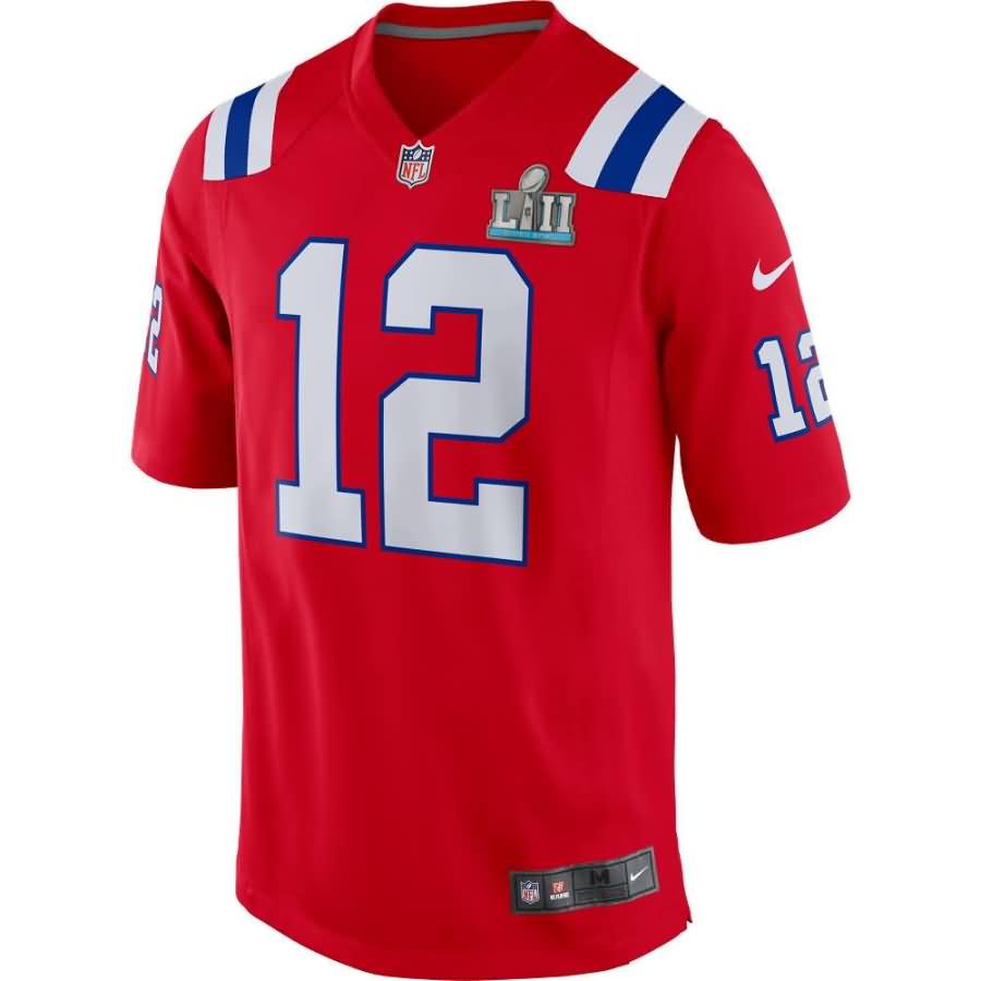 Tom Brady New England Patriots Nike Super Bowl LII Bound Game Jersey - Red