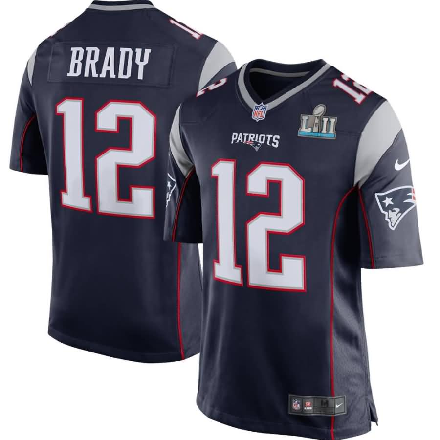 Tom Brady New England Patriots Nike Youth Super Bowl LII Bound Game Jersey - Navy