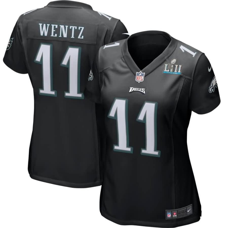 Carson Wentz Philadelphia Eagles Nike Women's Super Bowl LII Bound Patch Game Event Jersey - Black