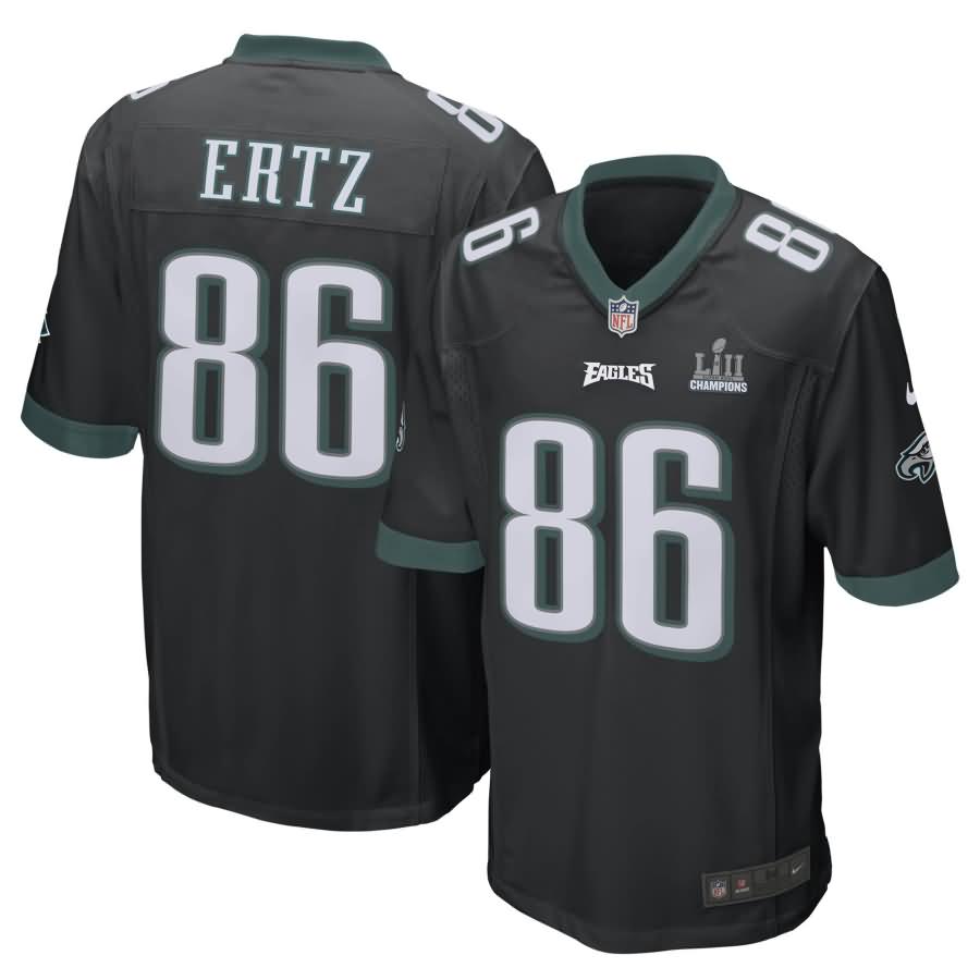 Zach Ertz Philadelphia Eagles Nike Super Bowl LII Champions Patch Game Jersey - Black