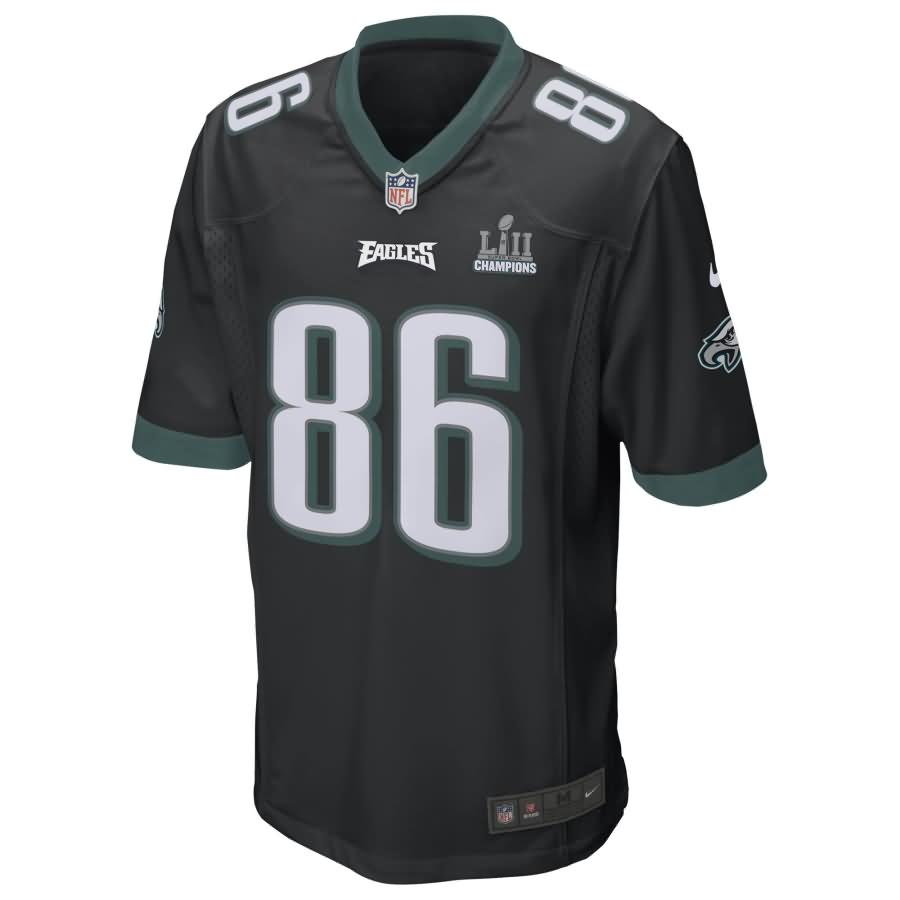 Zach Ertz Philadelphia Eagles Nike Super Bowl LII Champions Patch Game Jersey - Black